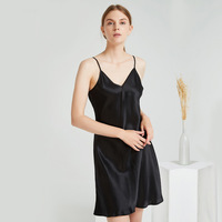 Robe en soie de mûrier 19 Momme à col en V pour femme, nuisette sexy en soie, vêtement d'intérieur d'été, caraco en soie, tenue de détente, chemise de nuit en soie