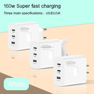 EU US UK Plug 160W <span class=keywords><strong>3</strong></span> Portas USB Carregamento Rápido USB-C Tipo C Quick Charge PD QC3.0 Adaptador de carregador de parede 160W Carregador de celular - Product Image 4