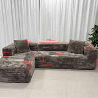 YY08 #   Canapé d'angle modulaire en velours de luxe moderne en forme de L, capitonné, inclinable, avec dossier sans dossier et accoudoirs droits, pour salon et appartement