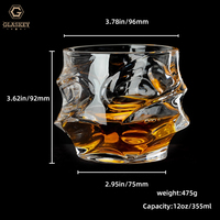 Verres à Whisky Onde Épaissie 300ml 350ml, Verre en Cristal Transparent, Verre à Shot pour Bar KTV, Tasse à Bière Personnalisée pour Maison