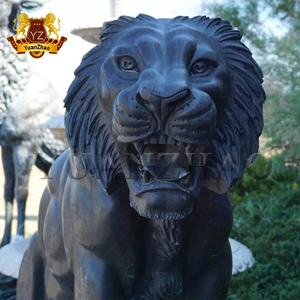 Estátua de tigre pedra mármore natural, escultura de tigre pedra preta - Product Image 6