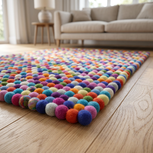 Colorful Handmade Felt Ball Area <b>Rugs</b> Sets Soft Durable Eco Friendly Wool <b>Rugs</b> for Living Room Bedroom - Product Image 3