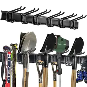 NISEVEN 4pcs/Set Heavy Duty Yard Tools Hanger Wall Mount Garden Tool Holder with 6 Adjustable Hooks Garage Tool Storage Rack