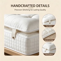 Matelas de luxe en poches à ressorts de cheveux de cheval, taille King Queen, avec surmatelas Pillow Top, pour hôtel et villa, design en boîte, naturel
