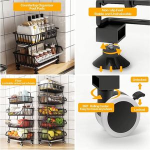 Cesta de frutas para KitCesta de frutas para cocina, soporte de almacenamiento de frutas y verduras apilable, organizador de verduras, cesta de productos - Product Image 3