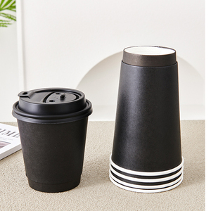 Taza de agua de doble pared de 16 oz con logotipo personalizado, tapas de vasos de papel <span class=keywords><strong>para</strong></span> <span class=keywords><strong>llevar</strong></span> café Togo, papel artesanal negro <span class=keywords><strong>para</strong></span> café <span class=keywords><strong>para</strong></span> uso en el sitio - Product Image 5