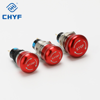 Bouton d'arrêt d'urgence 19mm 22mm 1NO1NC Tête de champignon rouge en acier inoxydable étanche 3A 220V CE pour machine
