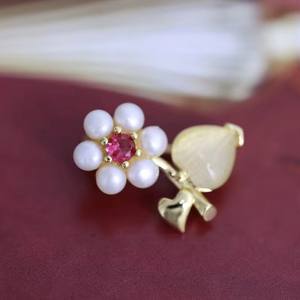 Zhuji 3-3.5 Natural Freshwater Pearl Flower Brooch Cuff Plated <b>Copper</b> Dual-Purpose <b>Jewelry</b> with Diamond Main Stone - Product Image 2