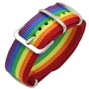Nylon Regenbogen Lesben Homosexuell Bisexuelle <span class=keywords><strong>Transgender</strong></span> Armbänder für Frauen Mädchen Stolz geflochtene Armbänder - Product Image 1