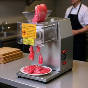 Rebanadora de carne eléctrica comercial Veyor de 850W con grosor ajustable, cuchilla de acero inoxidable, semiautomática para uso en restaurantes - Product Image 2