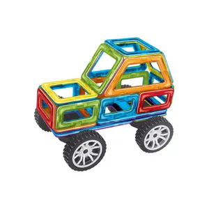 יום הולדת מתנה עבור בני 26pcs בניין צעצועי מגנט אריחי רכב צעצוע 3D פלסטיק מגנטי בלוקים סט