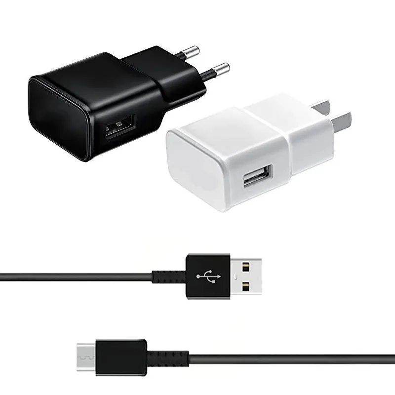 5V2A ชาร์จเร็วสำหรับซัมซุงกาแล็คซี่ S6เครื่องชาร์จ S8 Note 4 S7 EU US plug อะแดปเตอร์สำหรับชาร์จโทรศัพท์สาย USB ขนาดเล็ก