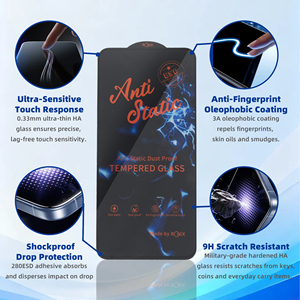 ฟิล์มกระจกนิรภัยป้องกันไฟฟ้าสถิตย์ 2.5D สำหรับ iPhone 18 17 16 Pro Max ความหนา 0.4 มม. กระจก HA ขอบขาวศูนย์ ใสแบบคริสตัล HD - Product Image 5