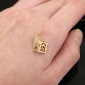 จี้รูปหัวใจเคลือบทองแท้ คุณภาพดี ลายใบไม้สลัก <span class=keywords><strong>ต้น</strong></span>คริสต์มาส <span class=keywords><strong>บ้าน</strong></span>  สำหรับทำสร้อยข้อมือ สร้อยคอ - Product Image 6