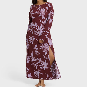 Robe longue à fleurs élégante sans dos et à taille nouée, conçue sur mesure par le fabricant, en fibre de viscose, robe décontractée. - Product Image 5