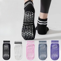 Chaussettes de sport en silicone antidérapantes pour femmes professionnelles mi-tube Pilates Indoor Fitness Gym Dance Summer Crew Cuff Bottom