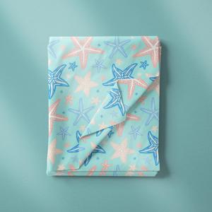 Nuovo Tessuto Liberty in Cotone Organico 100% con Stampa di Conchiglie e Stelle Marine per Abbigliamento Estivo per Bambini 2025 - Product Image 4