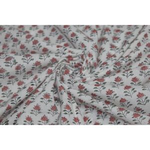 Hand Block Printed Cotton Fabric Wholesale Lightweight Cotton Fabric Indian Handmade Floral Dress Making Fabric for Girls - Product Image 6