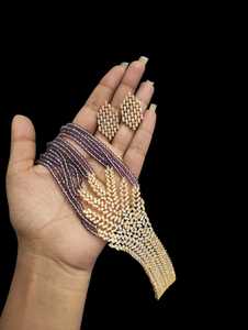 Multi Layer <b>Necklace</b> Set for women <b>long</b> <b>Necklace</b> Set With Matching Earring Women Girl handmade - Product Image 6