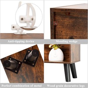 Estantería de cubo de 3 niveles, estantería moderna marrón rústica, Retro <span class=keywords><strong>patas</strong></span> de madera, estantes de libros abiertos independientes para sala de estar de dormitorio - Product Image 6