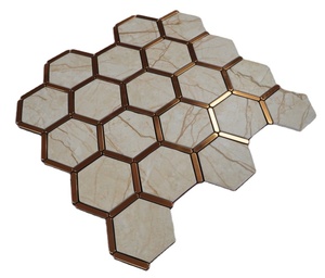 Carreaux de mosaïque hexagonaux modernes 4 mm 5 mm en verre, marbre, <span class=keywords><strong>bois</strong></span> pour extérieur et intérieur, cuisine, salle de bain, <span class=keywords><strong>piscine</strong></span>, décoratifs - Product Image 6