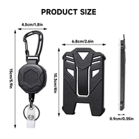 Porte-clés mousqueton multi-outils robuste avec logo personnalisé, enrouleur de badge rétractable en ABS avec cordon en fil d'acier, porte-carte d'identité tactique
