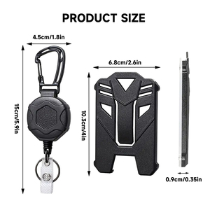 Porte-clés mousqueton multi-outils robuste avec logo personnalisé, enrouleur de badge rétractable en ABS avec cordon en fil d'acier, porte-carte d'identité tactique - Product Image 2