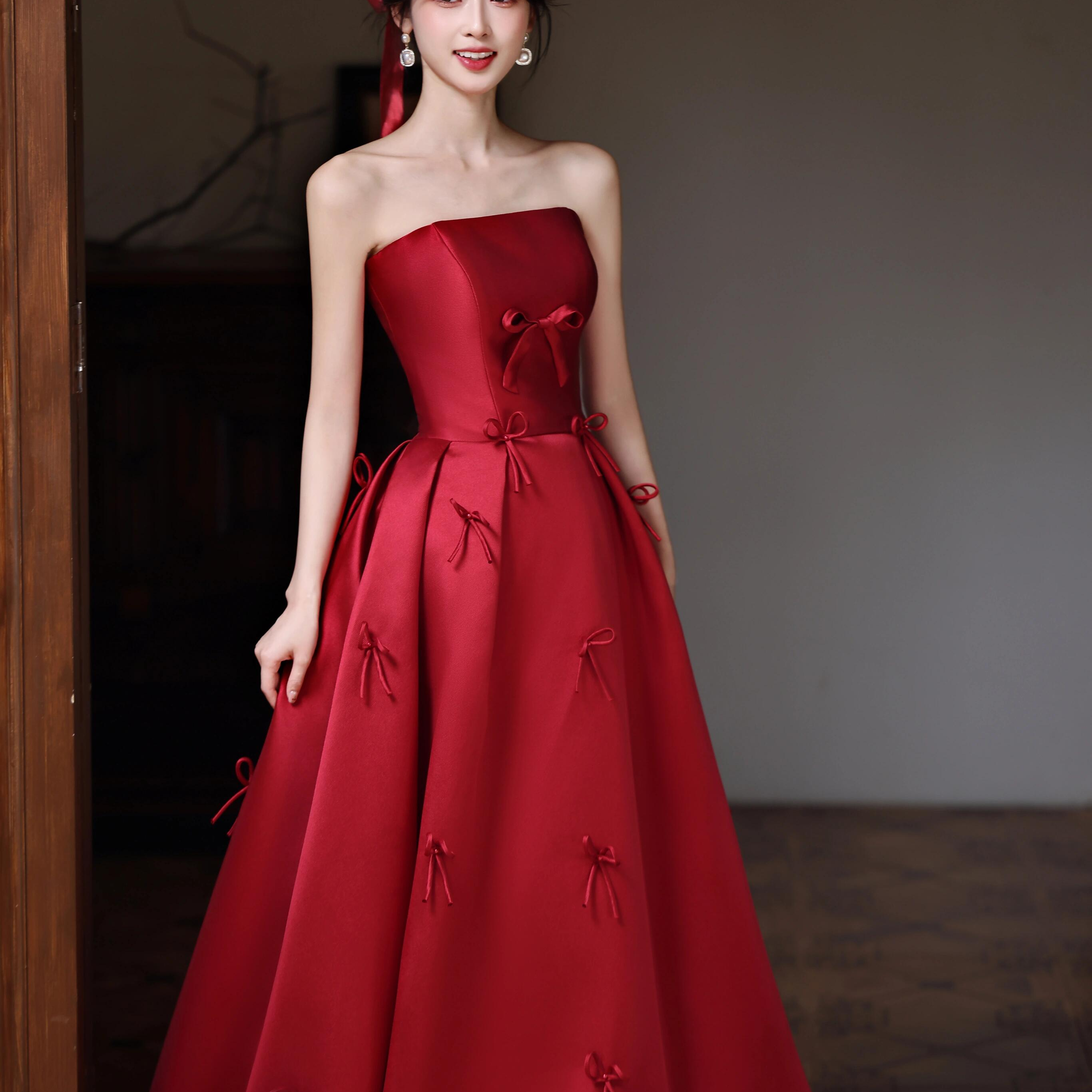 Red Wine Colored Dresses - Elegant Evening Gowns - 2025 New Design