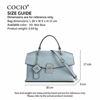 Sac à bandoulière en cuir véritable Mist Blue Fashion Lady avec deux sangles et rabat, portable pour un usage quotidien, fournisseur ODM OEM personnalisé