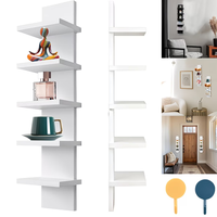 Étagère murale à 5 niveaux, étagère verticale flottante, étagère murale décorative, étagères d'angle suspendues pour mur en bois
