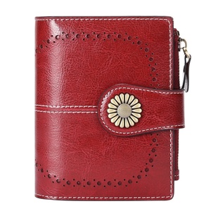 Custom Logo <b>Small</b> Women Wallet RFID Genuine Leather Bifold <b>Purse</b> with ID Window Card Holder - Product Image 1