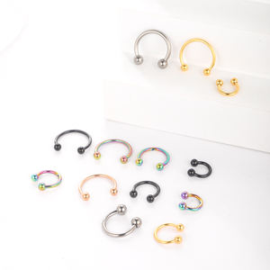 Anneau <span class=keywords><strong>fer</strong></span> à <span class=keywords><strong>cheval</strong></span> en titane de qualité implantable, anneaux de septum nasal, anneaux circulaires à pointes, bijoux de piercing corporel pour cartilage d'oreille et <span class=keywords><strong>tragus</strong></span> - Product Image 6