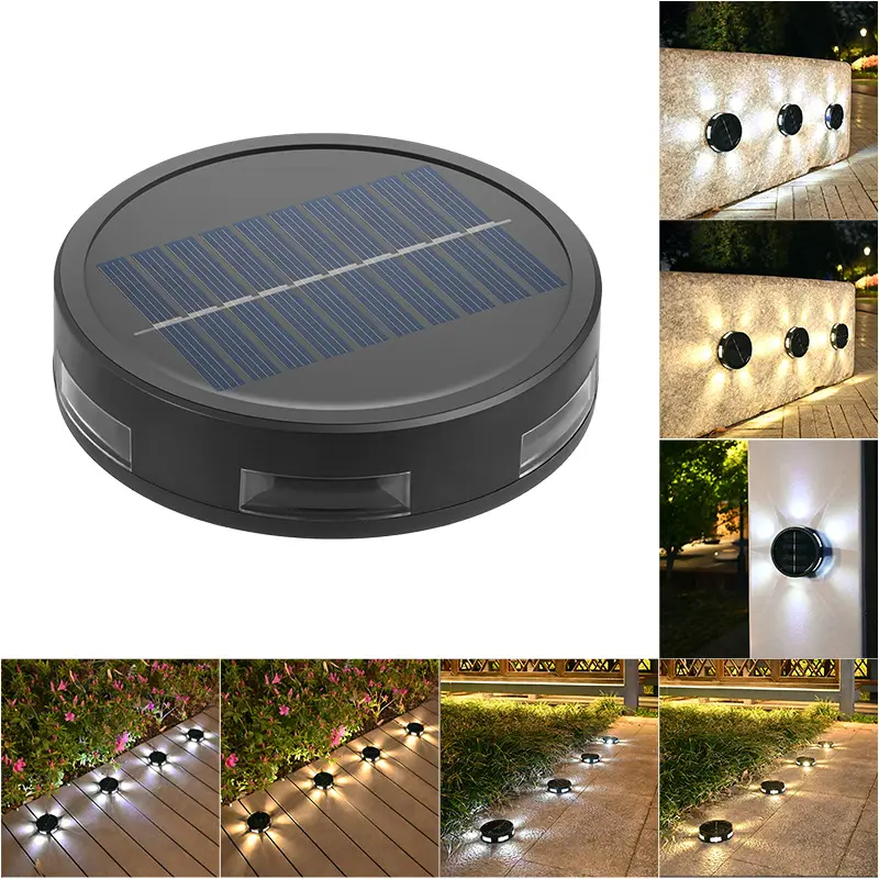 18650 batteria al litio per esterni impermeabile 6LED 5V pannello solare rotondo lampada da parete solare luce sotterranea giardino cortile paesaggio luce