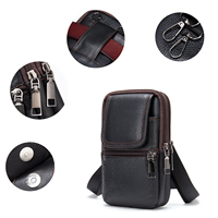 Sac à bandoulière pour téléphone portable en cuir de vache véritable pour homme, simple, couche supérieure avec fermeture à glissière, nouveau design de sac banane