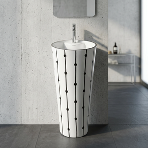 Modern White Square Designer Ceramic Pedestal Wash Basin Sink Set for Mall Villa Use Vistaar Brand - Product Image 5