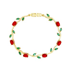 Wholesale Popular Hand Chain Colorful Diamonds Featuring Leaf Petal Fashion Luxurious Tulip Flower Leaf <b>Bracelet</b> Women - Product Image 6