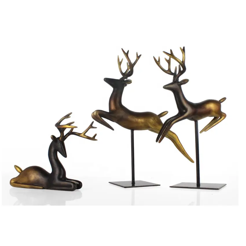 Handmade colorful resin deer sculpture christmas 3D tabletop decoration for home
