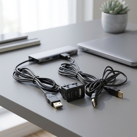 Câble d'extension USB Type-C pour montage sur tableau de bord, double port, charge rapide 3A, adaptateur pour panneau de voiture, système audio multimédia et d'infodivertissement