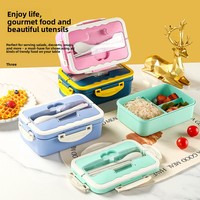 Meistverkaufte PP-Kunststoff Wiederverwendbare Tragbare Verstärkte Isolierte Lebensmittelverpackung Lunchbox Zweistöckig mit Unterteilten Fächern Versiegelt Modern