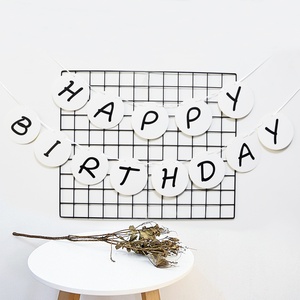 Fu Xin Neues Weißes Rundes Happy <span class=keywords><strong>Birthday</strong></span> 4-Farbig Bedrucktes Papierbanner für Baby-Party-Dekoration - Product Image 1