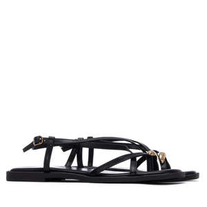 Xti Women's <b>Flat</b> Sandal Black 39 Strappy Ankle Strap - Product Image 4