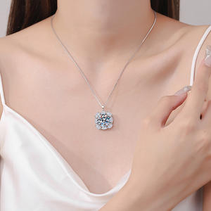 Collar de mujer de plata esterlina 925 diamante moissanita de corte brillante redondo de alta calidad al por mayor - Product Image 2