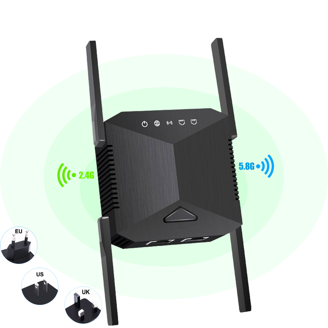 WZ-LAN AC1200mbps WiFi Repeater Expands WiFi Coverage Range, WiFi Extender Suitable for Home and Business, Free logo Addition