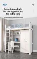 Lit superposé en métal pour dortoir, avec lit supérieur et bureau inférieur, pour étudiants, lit superposé avec bureau pour l'école, vente en gros d'usine