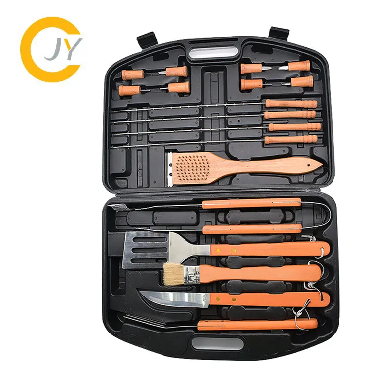 Outdoor Portable Bbq 18pieces Accessories Tool Kit Set With Carry Bag