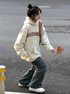 <span class=keywords><strong>Sudadera</strong></span> <span class=keywords><strong>Gris</strong></span> para Mujer, Otoño e Invierno, Acolchada y Gruesa, Diseño Holgado y Original, Chaqueta con Capucha Estilo Americano Vintage - Product Image 2