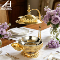 Matériel hôtelier : Ensemble de réchauds de luxe en acier inoxydable doré 8L, chauffe-plats pour buffet avec couvercle suspendu, pour restaurants et événements