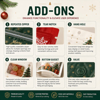 Sac imprimé de forme de chaussette de Noël festif de haute qualité avec poignée ovale et fermeture trois côtés pour collations de Noël