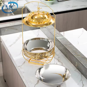 Penghangat Makanan Mewah Butterfly 8L Gold Pour Buffet Hanging Food Warmer Dome Chafing Dish Buffet Set untuk Katering - Product Image 1