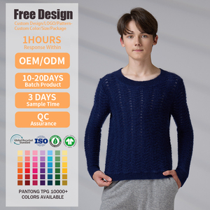 Pulls en mohair tricotés à manches longues avec logo personnalisé ODM pour adolescents et hommes - Product Image 2